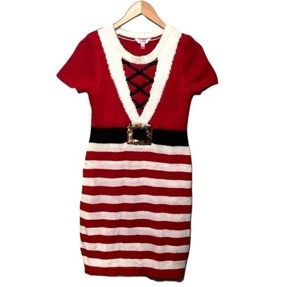 No Boundaries Mrs Claus Dress red/white/black, womens size small